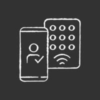 Detecting mobile credentials chalk white icon on black background vector