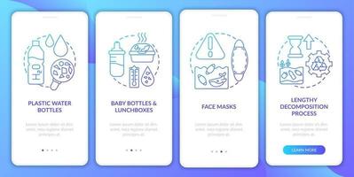 Top environmental challenges onboarding mobile app page screen with concepts vector