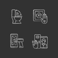 Contactless technology chalk white icons set on black background vector