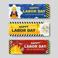 feliz día del trabajo banner set vector