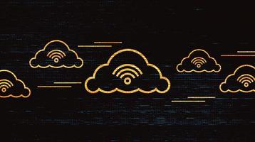Digital Network Connecting With Clouds vector