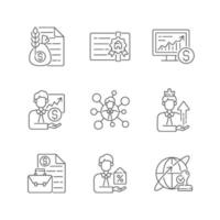 Financial advisor linear icons set vector