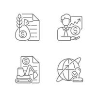 Intermediary services linear icons set vector