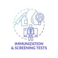 Immunization and screening tests blue gradient concept icon vector