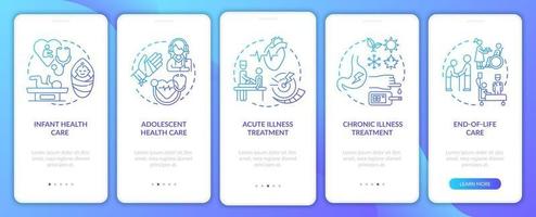 Family doctor support navy onboarding mobile app page screen with concepts vector
