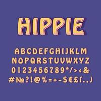 hippie, vendimia, 3d, vector, alfabeto, conjunto vector