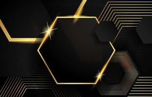 fondo hexagonal negro y dorado vector