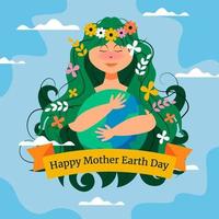 Mother Earth Day Holding Earth Planet vector