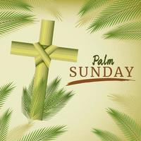 Palm Sunday with Christian Cross and Palm Leaf vector