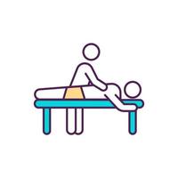 Rehabilitation massage therapy RGB color icon vector