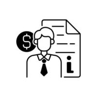 Broker consultation black linear icon vector