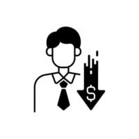 Discount broker black linear icon vector