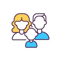 Young family RGB color icon vector