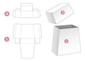 Obelisk box and lid die cut template vector