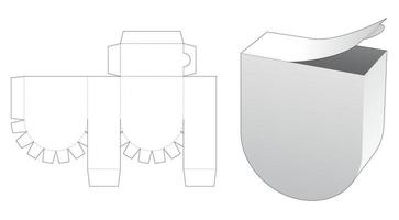 Plantilla troquelada de caja redonda inferior con cremallera superior vector