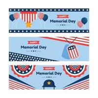 Set of Happy Memorial Day Banner vector