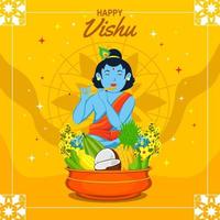 Happy Vishu Day with Yellow Color vector