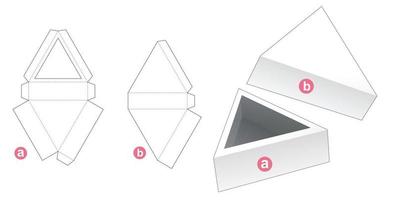 Triangular tray with lid die cut template vector