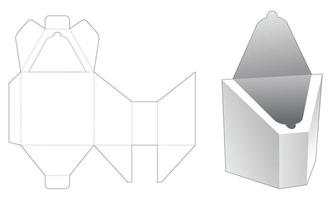 Sloped box with top zipping die cut template vector