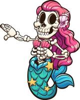 Dancing skeleton mermaid vector