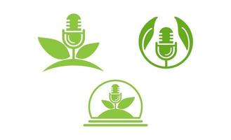 podcast leaf logo template vector