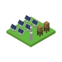 Isometric Solar Panel On White Background vector