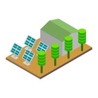 Isometric Solar Panel On White Background vector