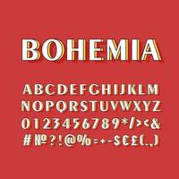 bohemia, vendimia, 3d, vector, alfabeto, conjunto vector