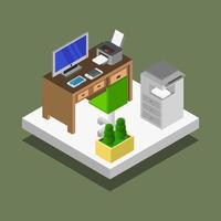 Isometric Office Room On White Background vector