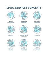 Conjunto de iconos de concepto de servicios legales vector