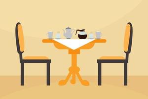 Breakfast Table Illustration With Coffee and Milk