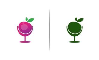 Cherry and glass logo design template vector