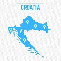 mapa simple de croacia con iconos de mapa vector