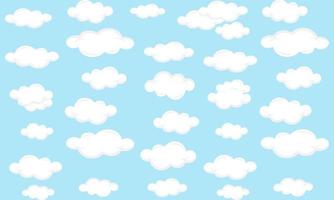 Cute Clouds Pattern on Blue Background vector
