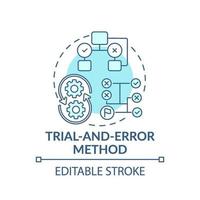 Trial and error method blue concept icon vector