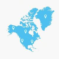 North America Map With Map Icons vector