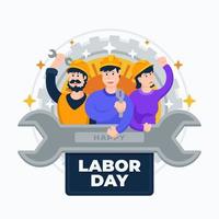 el dia del trabajo con unos trabajadores felices vector