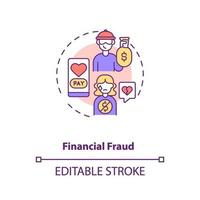 Financial fraud on dating website concept icon. vector