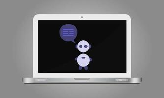 Online Chat Bot Illustration With Laptop vector