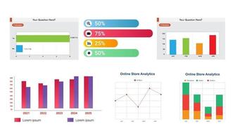 Statistics Graphs Infographic Set vector