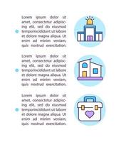 Working in hospital or patients home concept line icons with text vector