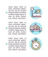 Medical emergency situations concept line icons with text vector