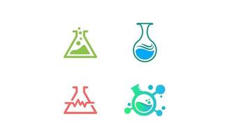 Lab science creative logo set template design vector