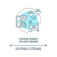 Choosing market and limit orders concept icon vector