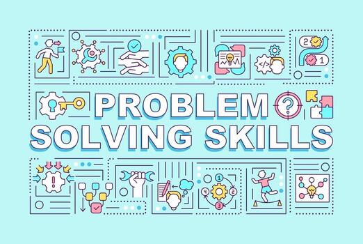 banner de conceptos de palabras de habilidades de resolución de problemas vector