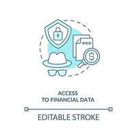 acceso al icono del concepto de datos financieros vector