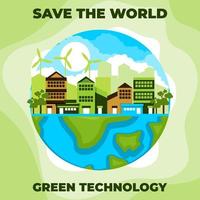 Simple Flat Design of Green Technology vector