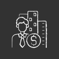 Office broker chalk white icon on black background vector
