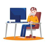 Man Working From Home vector