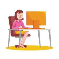 Woman Working From Home vector